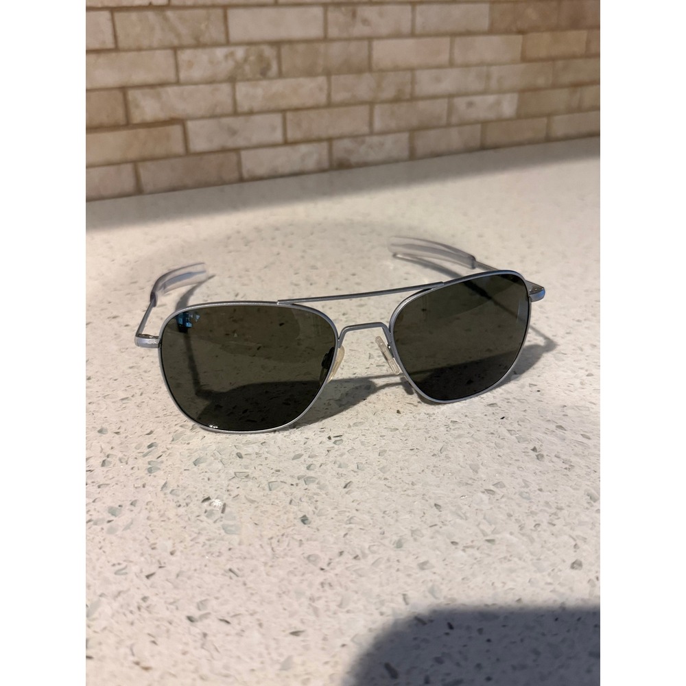 Randolph Engineering Aviator Sunglasses Silver Chrome 55mm Gray Lens Bayonet